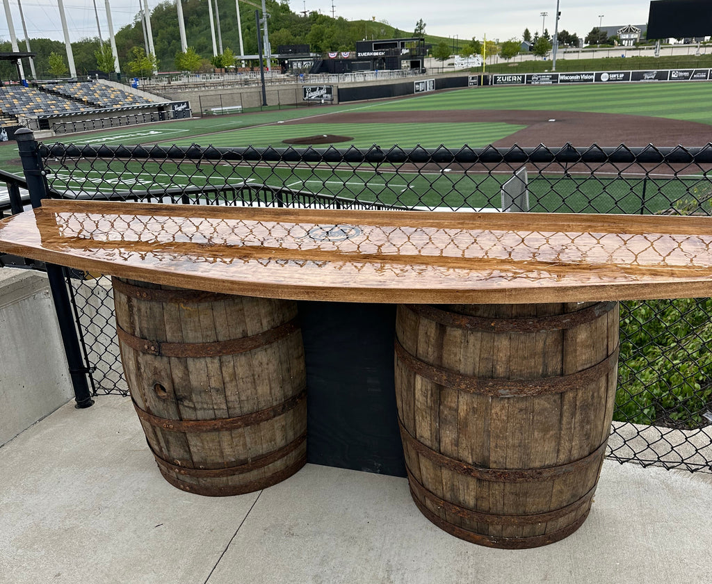 Outdoor whiskey barrel table - made to order
