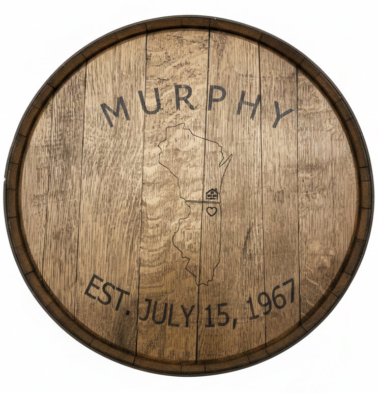 Custom Engraved Whiskey Barrel Lid – Made to Order