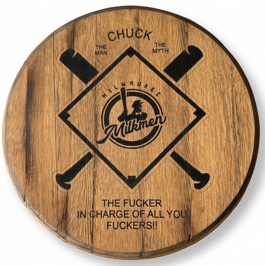 Custom Engraved Whiskey Barrel Lid – Made to Order