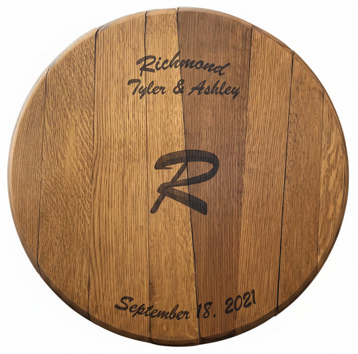 Custom Engraved Whiskey Barrel Lid – Made to Order